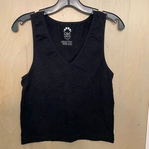C&C California Black Textured Tank Top